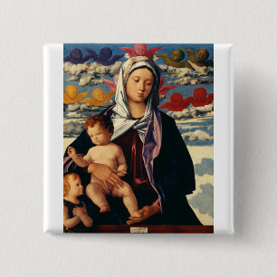 Bellini's Maagd en Kind Hoge Kwaliteit Kunst Vierkante Button 5,1 Cm
