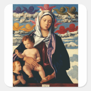 Bellini's Maagd en Kind Hoogwaardige Kunst Vierkante Sticker
