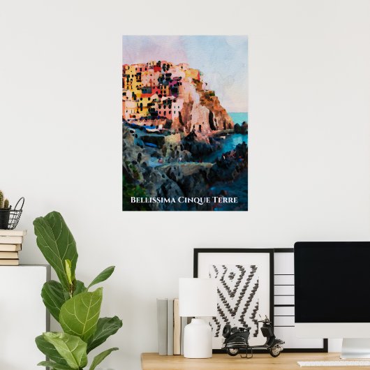 ** Bellissima Italiaanse taal Cinque Terre Art Poster (Thuiskantoor)