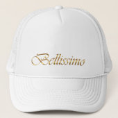 Bellissimo. Decoratieve gouden gradiënttekst. Trucker Pet (Voorkant)