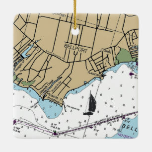 Bellport NY Chart Keramisch Ornament