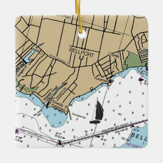 Bellport NY Chart Keramisch Ornament (Voorkant)