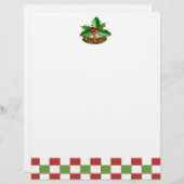 Bells and Holly kerstbriefpapier (Voorkant / Achterkant)
