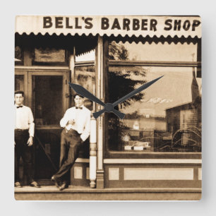 Bell's Barber Shop  Americana Vierkante Klok