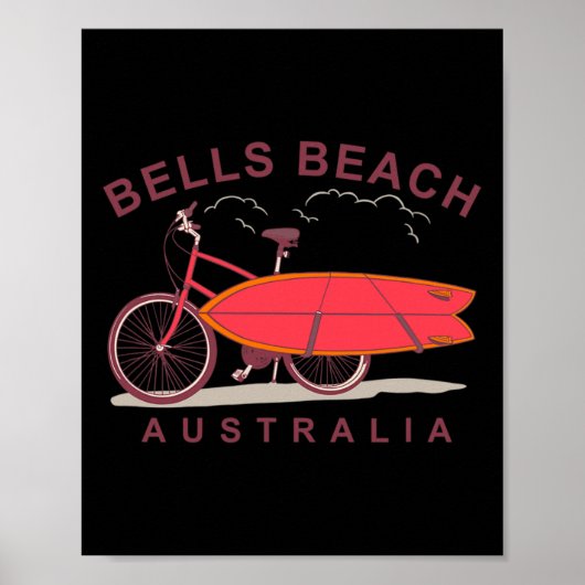 Bells Beach Australia Surfboard Bike Surfer  Poster (Voorkant)