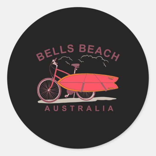 Bells Beach Australia Surfboard Bike Surfer  Ronde Sticker (Voorkant)