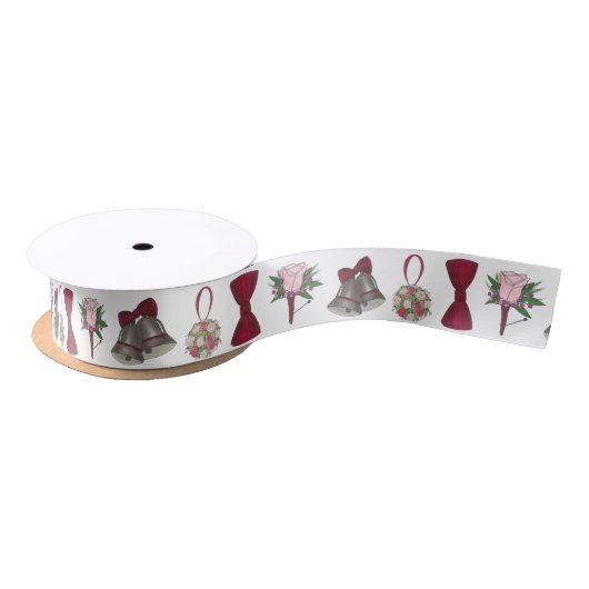 Bells Bells Bridal Roos Flower Bowtie Ribbon Satijnen Lint (Spoel)