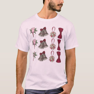 Bells Bells Bridal Roos Flower Bowtie T-shirt