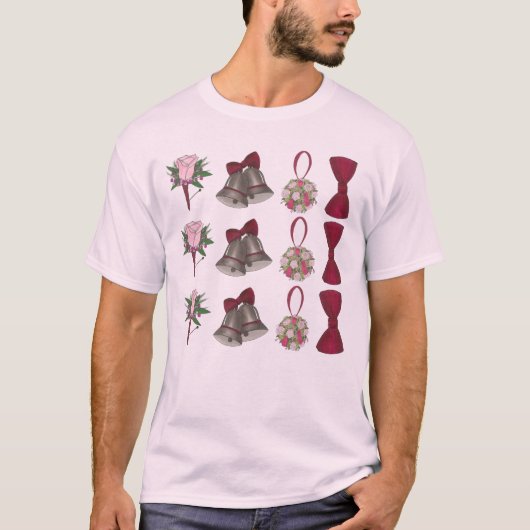 Bells Bells Bridal Roos Flower Bowtie T-shirt (Voorkant)