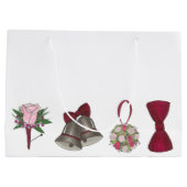 Bells Bridal Roos Flower Bowtie Gift Bag Large Cadeautasje (Achterkant)