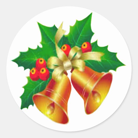 Bells en Holly Envelope Seals Ronde Sticker (Voorkant)