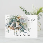 Bells en Peony Wedding Save the Date Kaart (Staand voorkant)