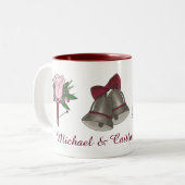 Bells Flowers Bow Stropdas Personalized Mug Tweekleurige Koffiemok (Voorkant links)