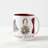 Bells Flowers Bow Stropdas Personalized Mug Tweekleurige Koffiemok (Voorkant rechts)