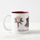 Bells Flowers Bow Stropdas Personalized Mug Tweekleurige Koffiemok (Links)
