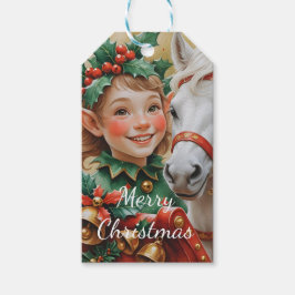 Bells Holly and Horse Christmas Elf Cadeaulabel