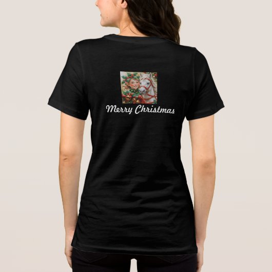 Bells Holly and Horse Christmas Elf Tri-Blend Shirt (Achterkant)