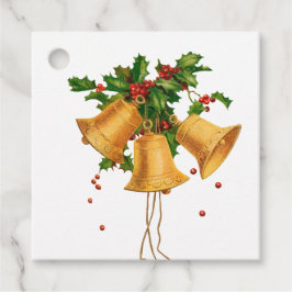 Bells, Holly en Berries Kerst Labels