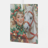Bells Holly en Horse Christmas Elf Glas Ornament (Voorkant links)