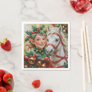 Bells Holly en Horse Christmas Elf Servet