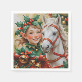 Bells Holly en Horse Christmas Elf Servet