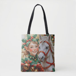Bells Holly en Horse Christmas Elf Tote Bag
