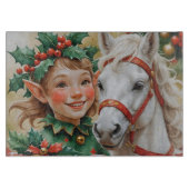 Bells Holly en Paard Kerst Elf Snijplank (Voorkant)