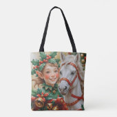 Bells Holly en Paard Kerst Elf Tote Bag (Achterkant)