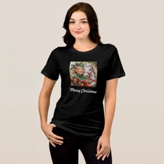 Bells Holly en Paard Kerst Elf Tri-Blend Shirt