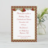 Bells Holly Pset Holiday Party Invitation Kaart (Staand voorkant)