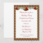 Bells Holly Pset Holiday Party Invitation Kaart (Voorkant / Achterkant)