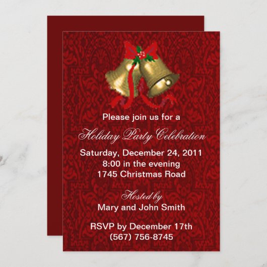 Bells Kerstfeest Uitnodigingen (Voorkant / Achterkant)