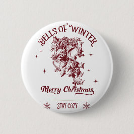 Bells of Winter Vintage Christmas Ronde Button 5,7 Cm