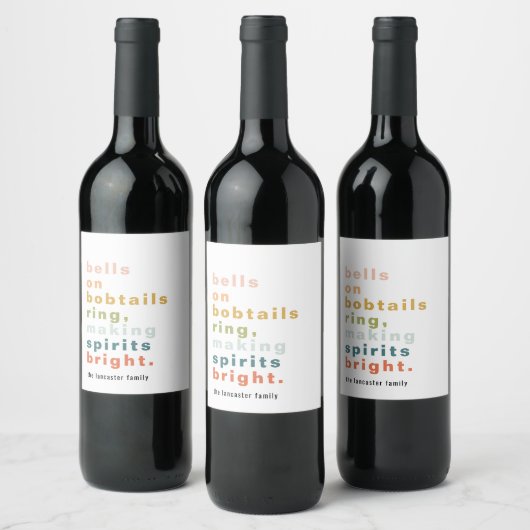 Bells on Bobtails Custom Wine Label Wijn Etiket (Flessen)