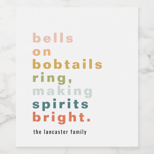 Bells on Bobtails Custom Wine Label Wijn Etiket (Enkel label)