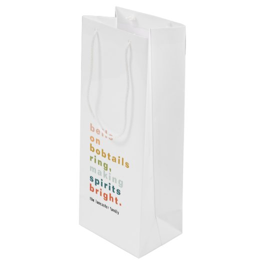 Bells on Bobtails Wijn Cadeautas (Voorkant Gekanteld)