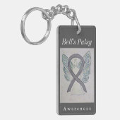 Bell's Palsy Awareness Silver Ribbon Sleutelhanger (Voorkant Links)