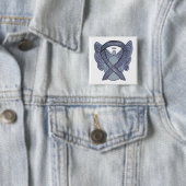 Bell's Palsy Silver Awareness Ribbon Angel Art Pin Vierkante Button 5,1 Cm (In situ)