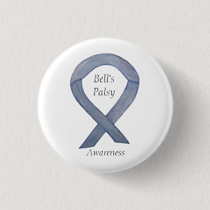 Bell's Palsy Silver Awareness Ribbon Art Pin Ronde Button 3,2 Cm