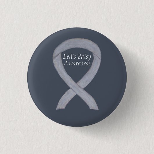 Bell's Palsy Zilveren Lint Custom Speld Ronde Button 3,2 Cm (Voorkant)