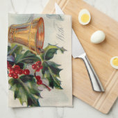 Bells Ribbon Holly Winterberry Theedoek (Quarter Fold)