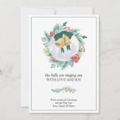 Bells Ringing Out Love and Joy Kerstmis Wreate Feestdagenkaart (Voorkant)