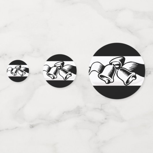 Bells van zwarte en witte bruiloft confetti (Achterkanten)