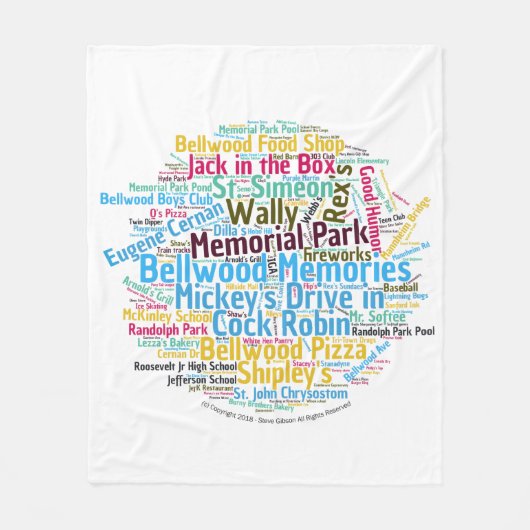 Bellwood Memory Word Cloud Circle Fleece Deken (Voorkant)