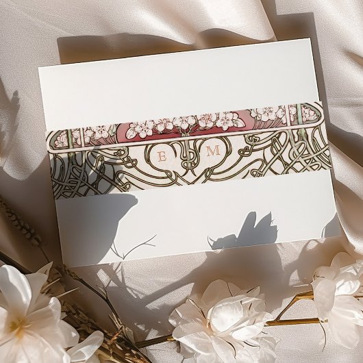 Belly Band Art Nouveau Mucha Monogram Initialen Uitnodigingen Wikkel