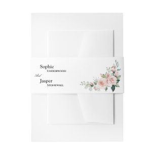 Belly Band Belly Band Blush Floral White Wedding Uitnodigingen Wikkel