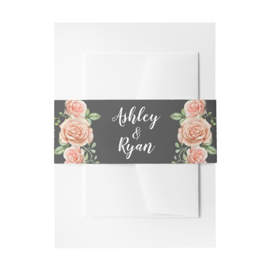 Belly Band Belly Band Blush Pink Floral Weddenscha Uitnodigingen Wikkel (Voorkant Voorbeeld)