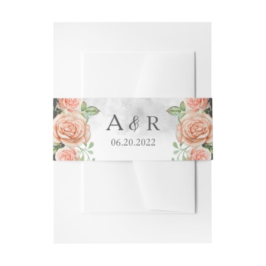 Belly Band Belly Band Blush Pink Floral Weddenscha Uitnodigingen Wikkel (Voorkant Voorbeeld)