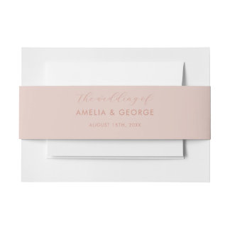 Belly Band Belly Band Blush Pink Wedding Uitnodigingen Wikkel