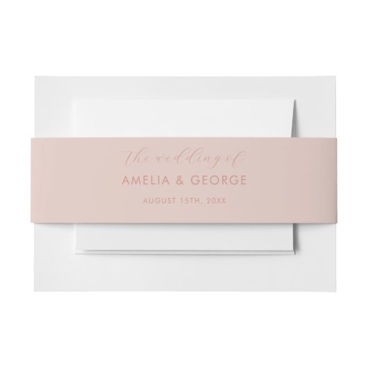 Belly Band Belly Band Blush Pink Wedding Uitnodigingen Wikkel (Voorkant Voorbeeld)